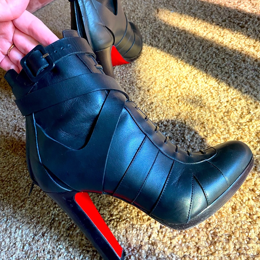 Christian Louboutin black leather booties size 39